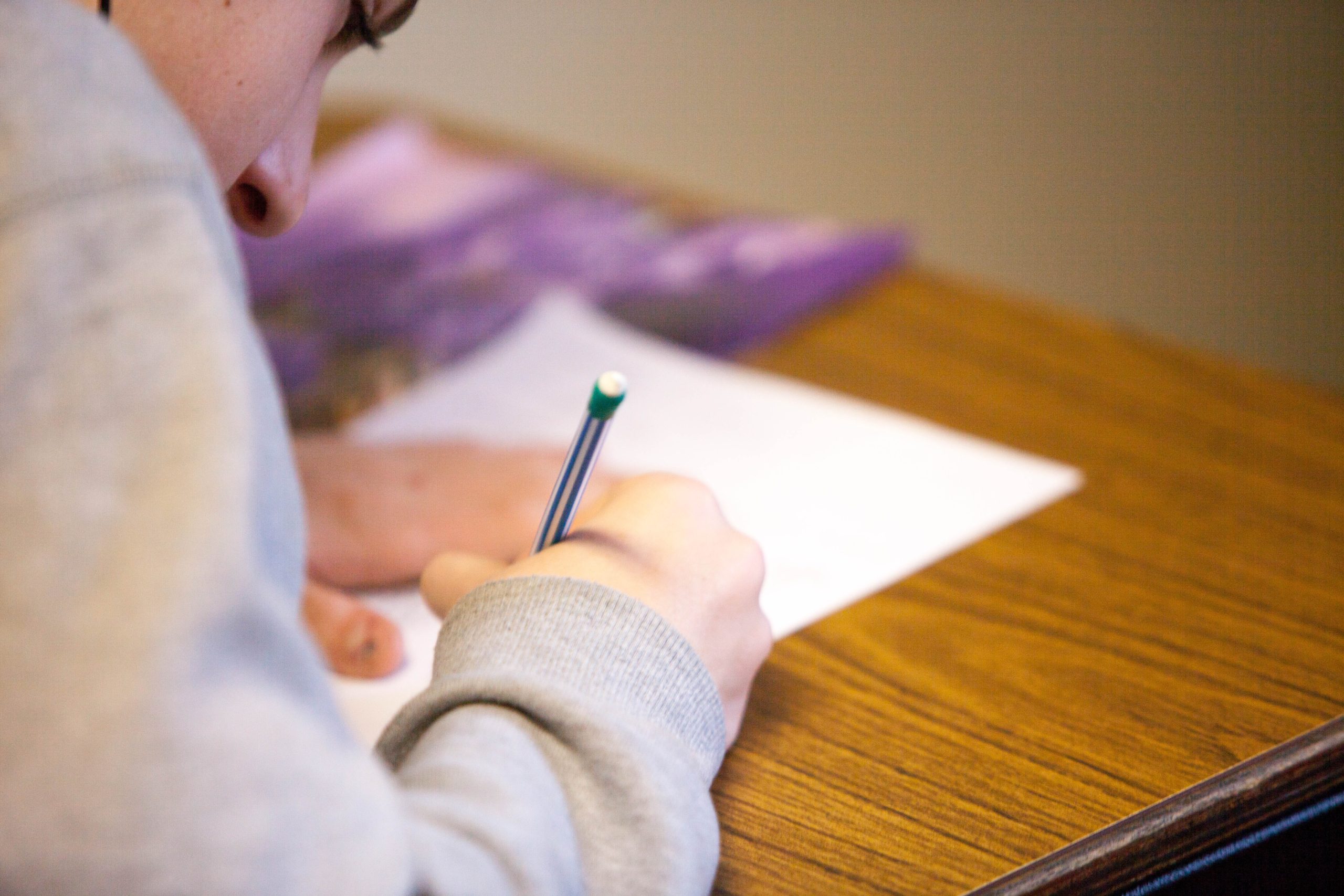 Student at desk studying
